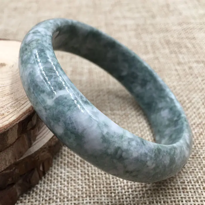 

61mm Certified Grade "A" Natural Green Jadeite Jade Gems Bangle Bracelet 043485
