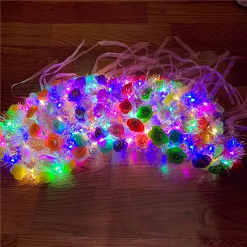 

2019 New Colorful LED Flashing Glow Flower Headband Women Girls Light Up Hair Accessory Birthday Wedding Glow Party Supplies