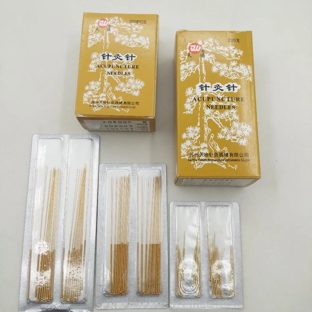 200 Gold plated acupuncture needles Authentic Tianxie gold needle three
