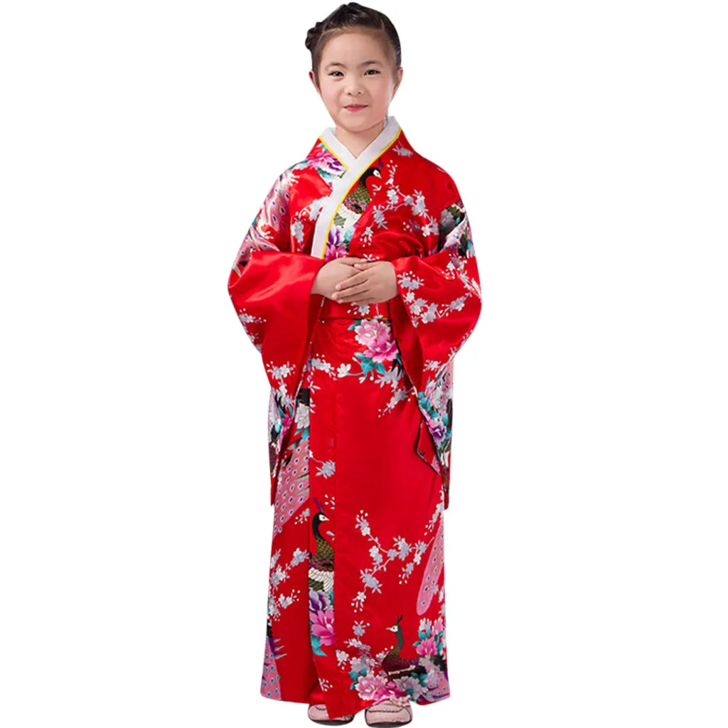 Girl Dress Toddler Kid Baby Girls Outfits Clothes Kimono Robe Japanese Traditional Costume Girls Stage performance Clothing M50