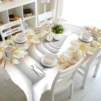 

Customize 3D Tablecloth Europe Carved Flowers Pattern Waterproof cloth Thicken Rectangular Wedding table cloth Home Textiles
