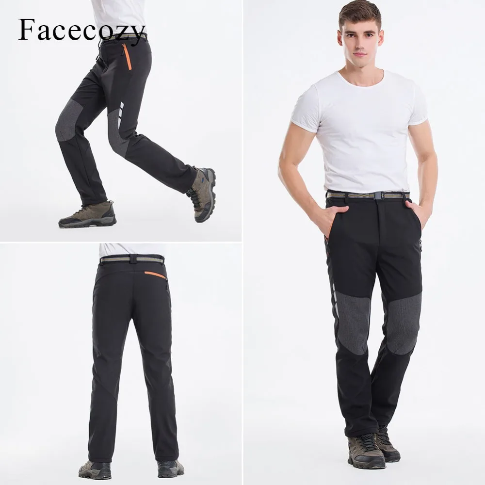 Facecozy Мужские Зимние флисовые водонепроницаемые походные брюки для альпинизма