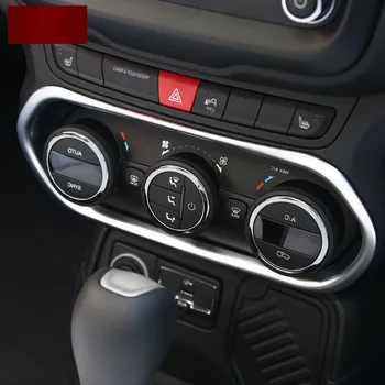 

WELKINRY car auto cover For Jeep Renegade 2014 2015 2016 2017 2018 ABS chrome console air conditioning switch button knob trim