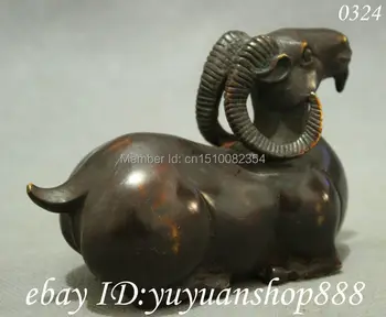 

Chinese Folk Collect Bronze Wealth Auspicious Zodiac Year Sheep Ram Statue Set