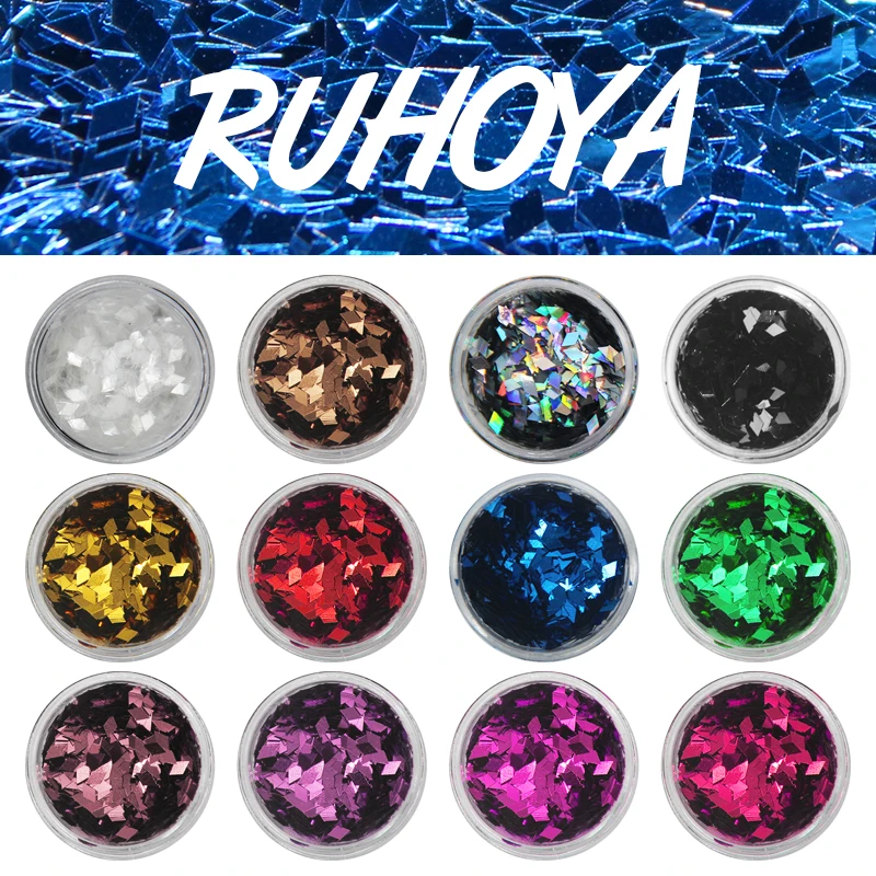 Ruhoya 12 видов цветов Блеск для ногтей DIY женщин Искусство порошок пылезащитный