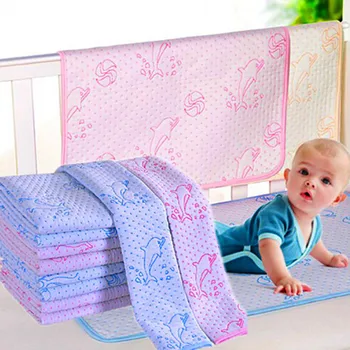 

Reusable Baby Kids Waterproof Mattress Bedding Diapering Changing Mat Washable breathable Pure Cotton Thickening Cute Dolphin