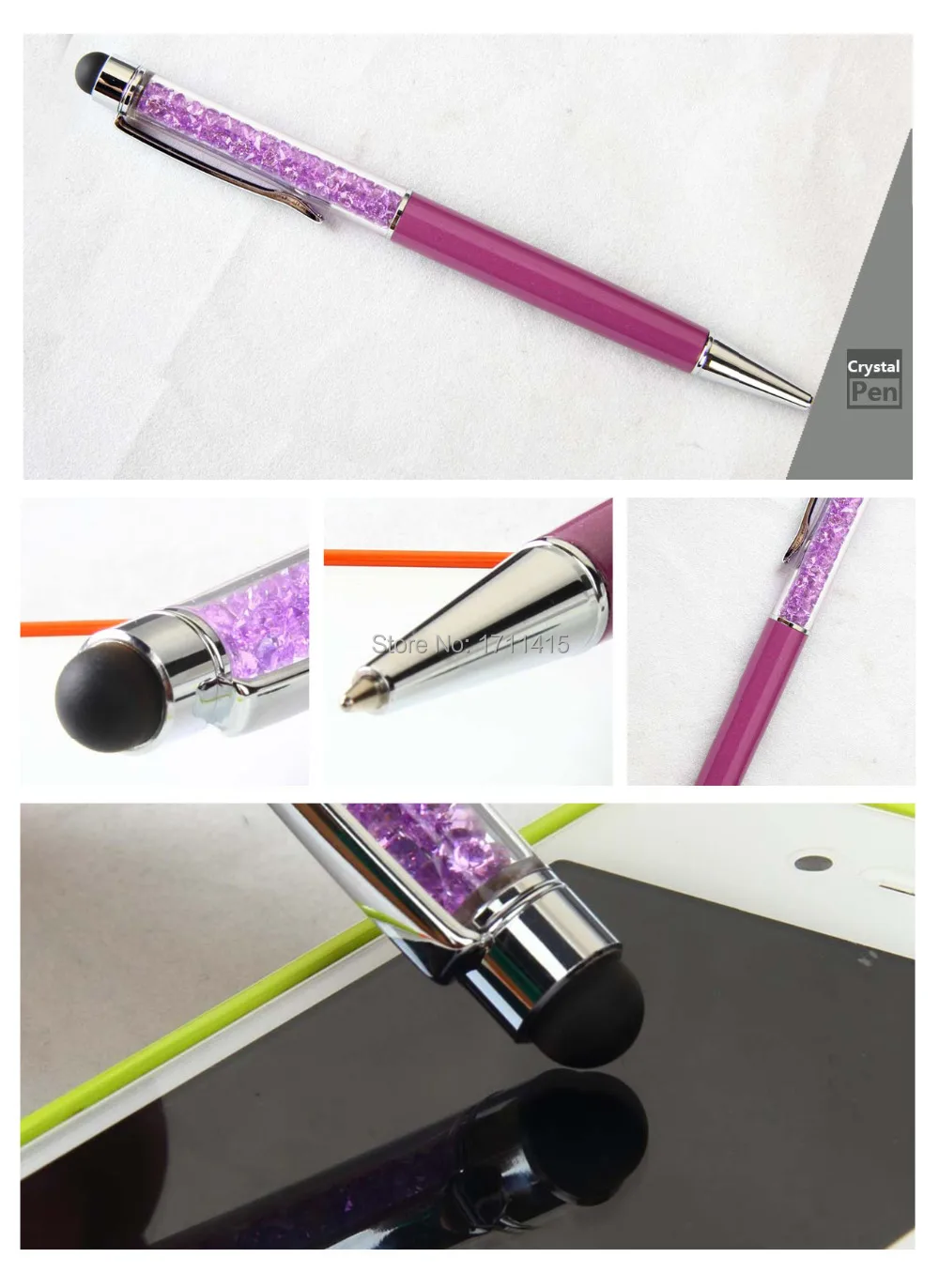 Роскошный со стразами 2 в 1 сенсорный экран Стразы емкостный стилус Шариковая ручка для мобильного телефона ПК Планшет для iphone