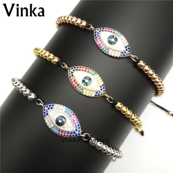 

10pcs/lot 2018 Fashion Product! High Quality Mother Of Pearl Colorful Eyes Shape Adjustable Bracelet And Women Festival Gift