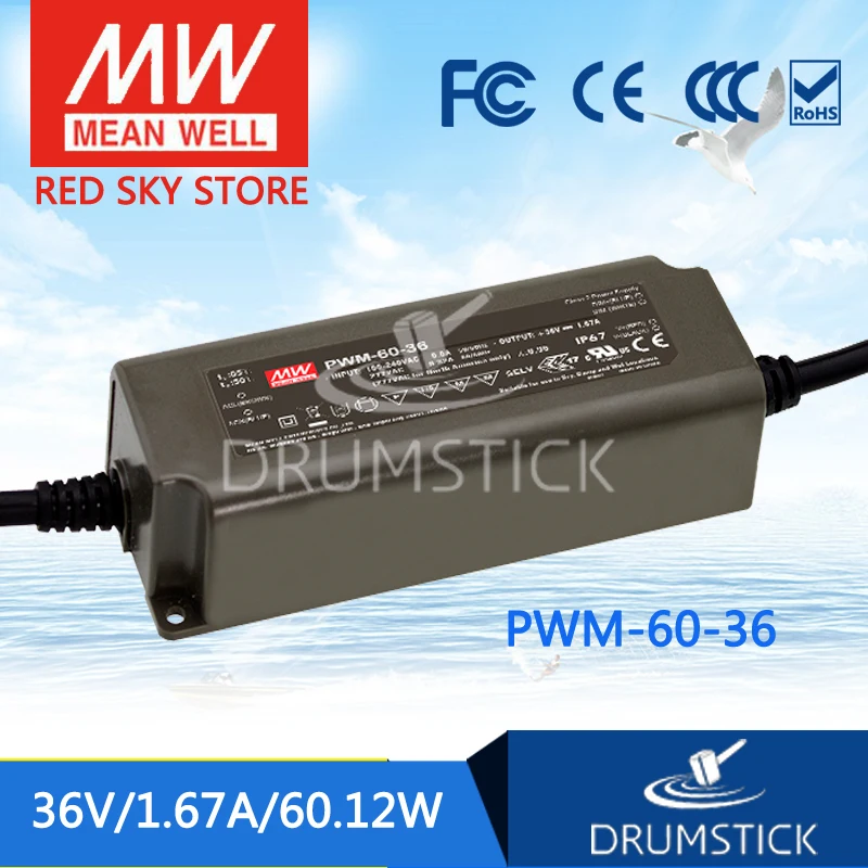 

MEAN WELL PWM-60-36 36V 1.67A meanwell PWM-60 36V 60.12W Single Output LED Power Supply