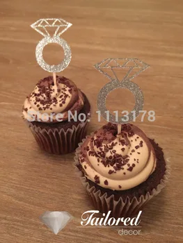

Diamond Rings Engagement Ring Wedding Ring Silver Glitter Cupcake Toppers Food Picks Wedding Bridal Engagement Party Birthday