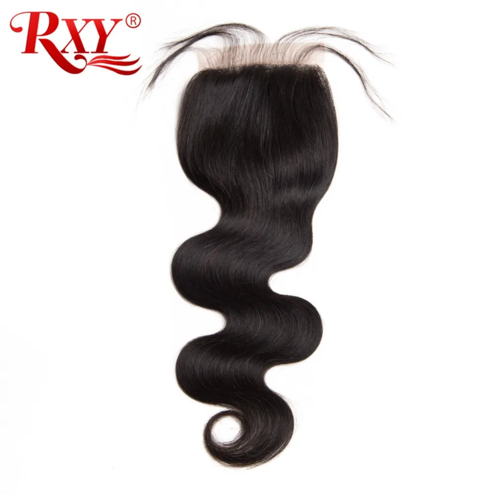 RXY 4x4 Lace Closure Free Part Peruvian Body Wave Closure Bleached