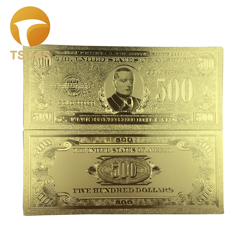

24k Gold Banknotes Gold Plated 500 Dollars, Golden Banknote The American Banknotes 10pcs