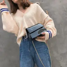 Стильная мини-сумка-мессенджер Для женщин-подростков, однотонные сумки на плечо с цепочкой, Повседневная Глянцевая сумка через плечо для покупок, подарок для девочек Z60