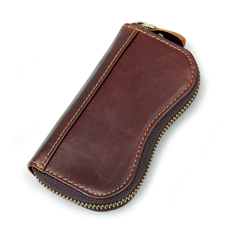 Funnmart Genuine Leather Key Wallets Cowskin Man Key Bag Woman Key Case Casual Key Package Vintage Cowhide Key Holder 