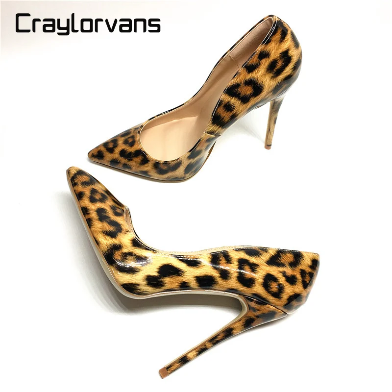 

Craylorvans Top Quality 8/10/12cm Women Pumps New Fashion Leopard Color Pointed Toe High Heel Wedding Shoes Ultra Thin High Heel