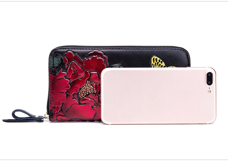 Кошелек женский портмоне женская сумочка из натуральной кожи Удобные сумки клатч RFID визитница Lxury бренд Флора бабочка мода