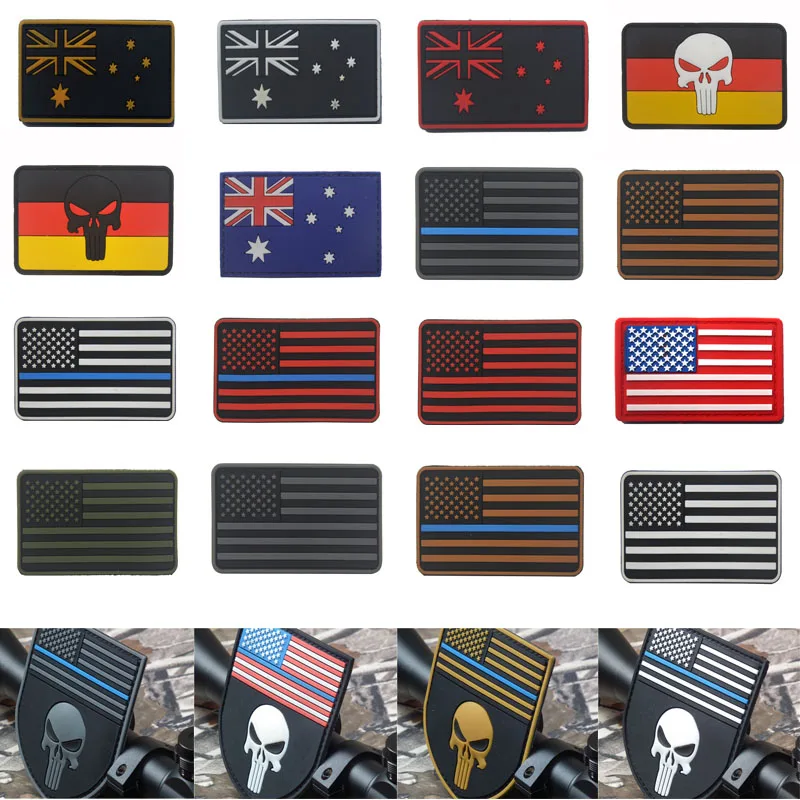 

PVC Drop Adhesive Flag Armband England France Germany Italy Patch Us Flag Pvc Badge 3D Stereo Epaulette Acrylic Badges Punisher
