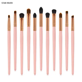 

Pink 11pcs Eye Set Tapered Blending Shader Eyeshadow Precision Concealer Crease Pencil Smudge Smoky Eyes Makeup Brushes Set