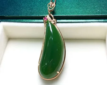 

18K gold inlaid with Hebi jade pendantJ31#