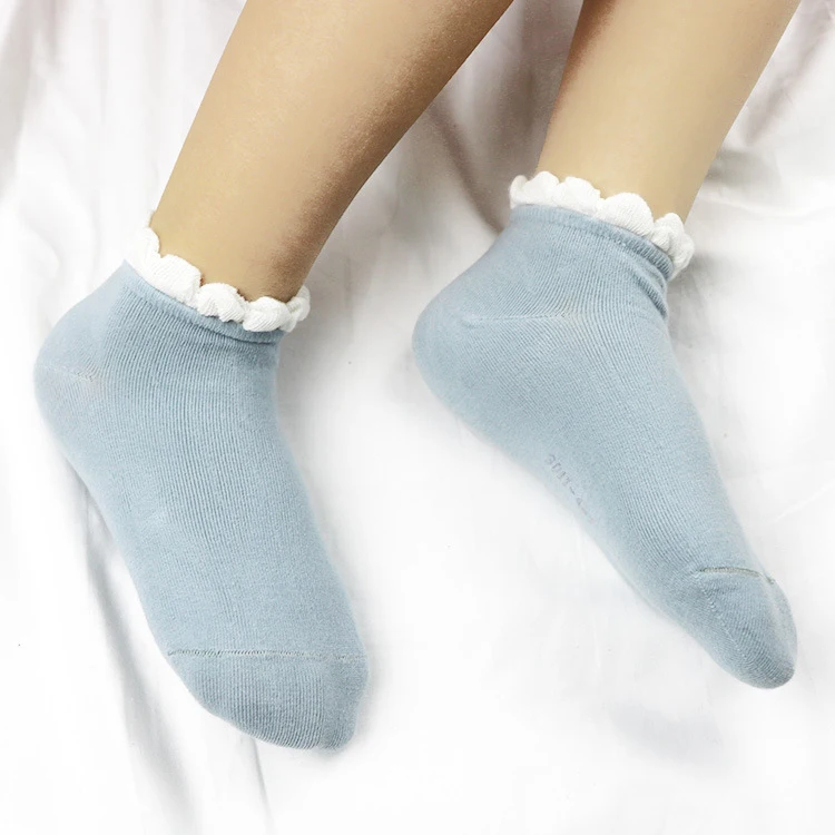 5Pairs/Lot Children Girls Socks Summer Solid Color Lace Boat Sock