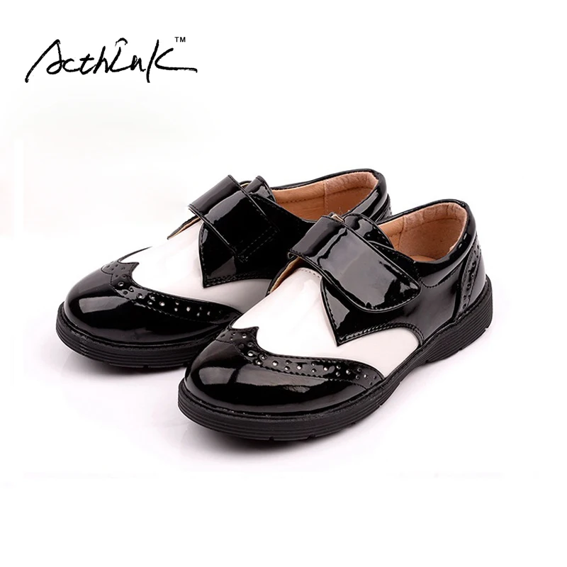 ActhInK dečki formalna pomlad usnjene čevlje za poroke Anglija slog - Otroški čevlji