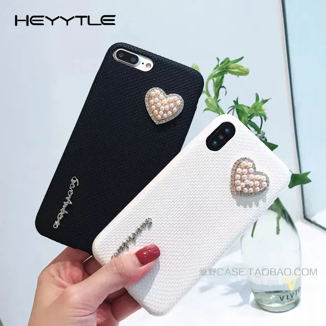 Best Price Heyytle Fashion Pearl Love Phone Case For iphone X 8 7 6 6S Plus Cases 3D Pattern Back Cover Soft Touch Female Cute Coque