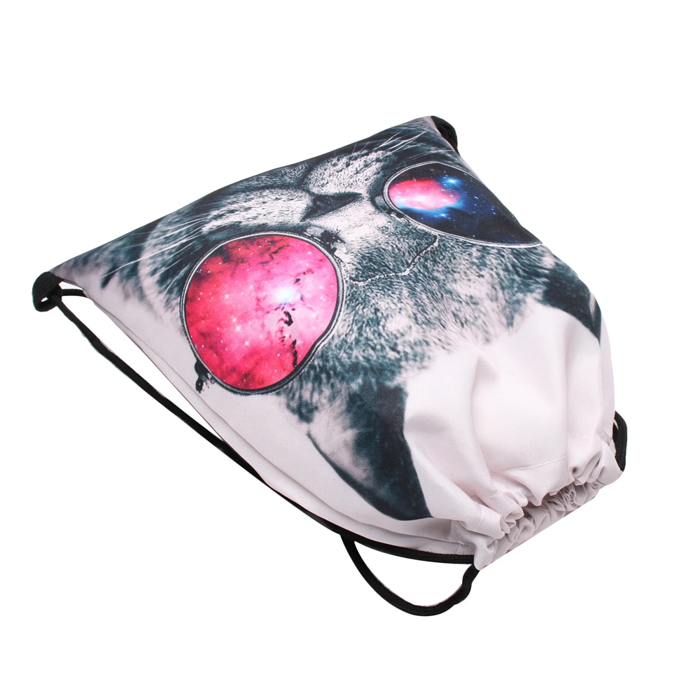 Deanfun 3D мешок с кулиской с принтом кота носить очки модные женские Путешествия хранения 022