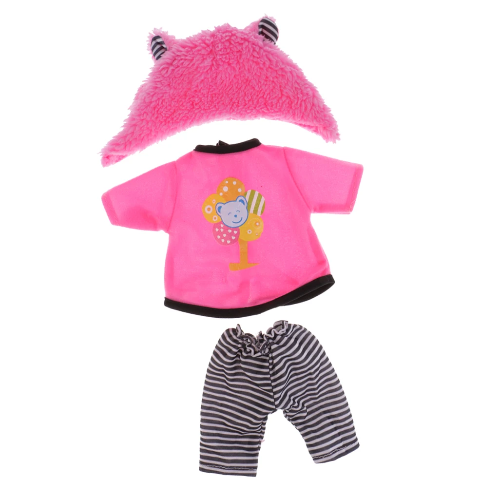 16 inch Dolls Outfit Clothes Pink Tee +Pants +Hat Set Suit For 40cm Salon Doll Dress up Clothes Accessories