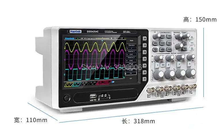 Hantek DSO4254C цифровой осциллограф 4 Каналы 250 мГц 1GS/s частота дискретизации ЖК-дисплей PC интегрированный USB портативный осциллографы