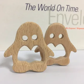 

10PCS PENGUINS Handmade Natural Newborn Beech Wooden Teether Toys
