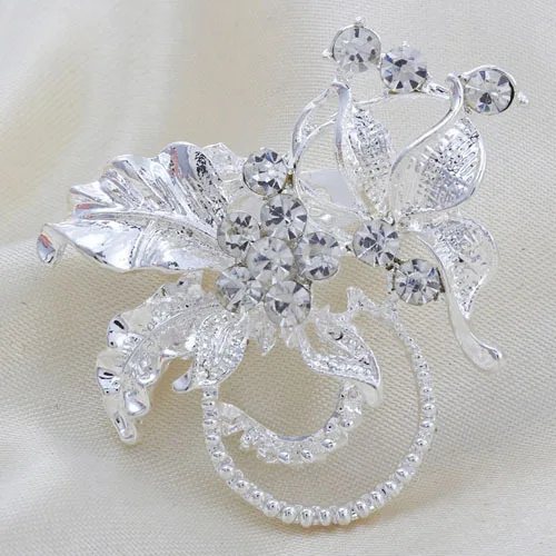 New Arrived Silver Rhinestone Flower Leaves High New Arrived Silver Rhinestone Flower Leaves High Quality Wedding Party Brooches Men