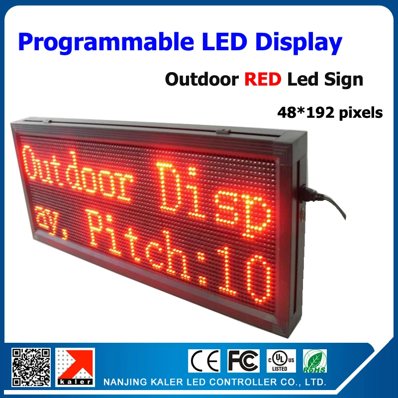 

Free shipping outdoor red color led display p10 led 1/4scan size 40*104cm led screen programmable and scrolling message