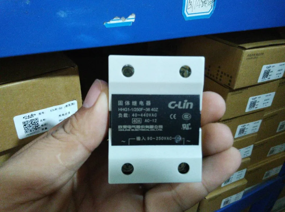 Relè Stato Solido Monofase C-Lin HHG1-1/250F-38 Per Correnti Da 10 A 100A, Nuovo, Taiwan