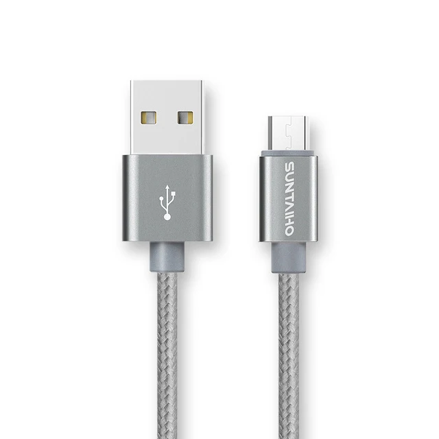 USB Micro usb кабель для зарядки samsung S7 usb кабель Suntaiho 2.4A нейлоновая оплетка Micro USB кабель для передачи данных зарядное устройство для huawei Mei zu - Цвет: gray