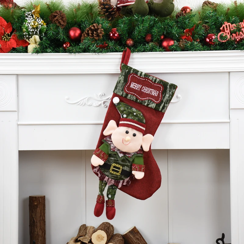 Рождественские чулки с Санта-Клаусом; Подарочная сумка для новогодних и рождественских носков; коллекция года; navidad; Рождественский подарок для детей