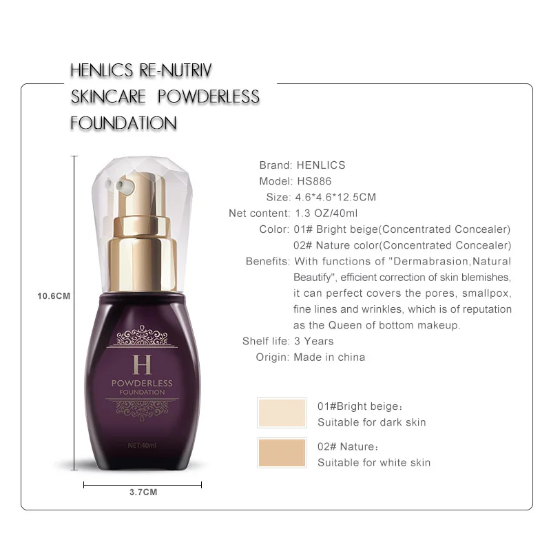 HENLICS Brand Re-nutriv Concentrated Antioxidant Skincare Organic Liquid Foundation for Women Quick Face Base Makeup (7)