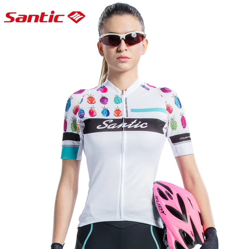 

Santic Summer Cycling Jersey Women Short Sleeve Bicycle Shirt Motocross Jersey Breathable Quick Dry Sportswear Cycling Clothing