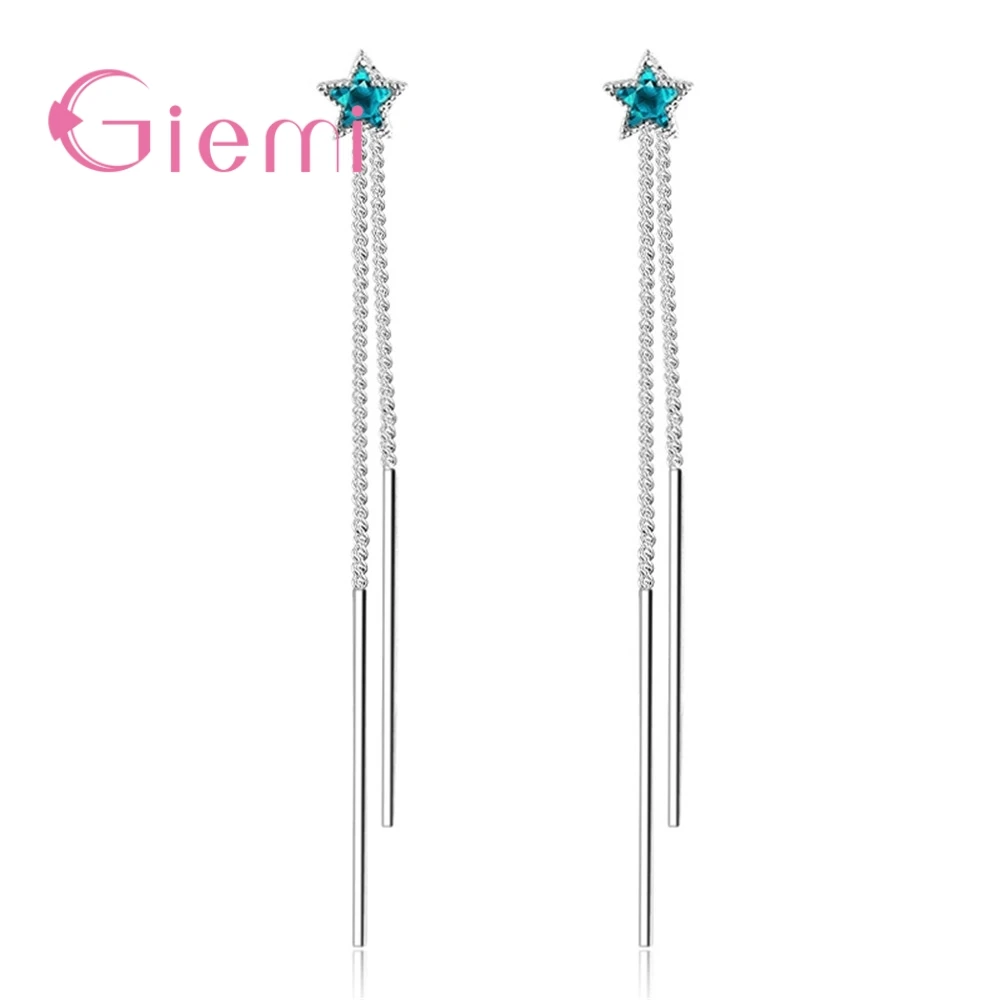 

New Special Design Dangle Earring Shiny Blue Star Pretty Daily Wear Jewelry 925 Sterling Silver Wedding Anniversary Gift