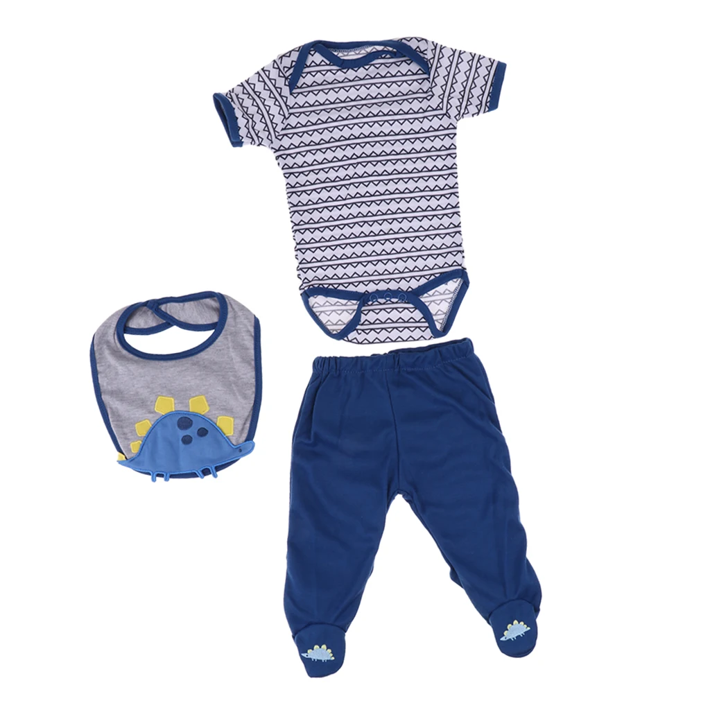 Fashion Doll Clothes and Bibs Garment Handmade Romper Pants & Bib For 20-22inch Newborn Dolls Baby Accessory