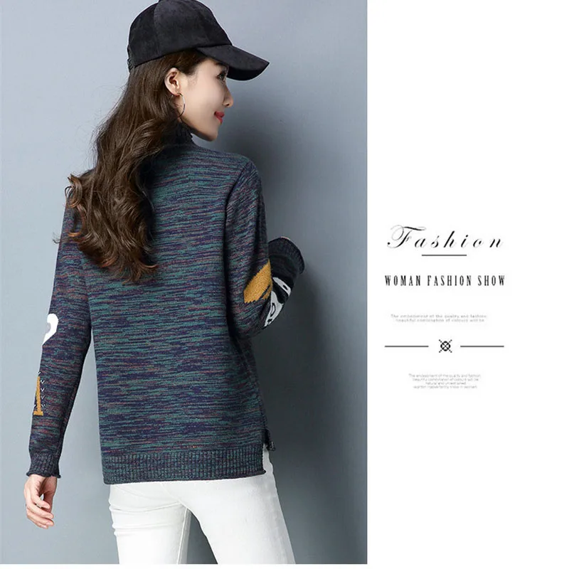 Red Medio Brown Hit gray Knit Yellow Bottoming Invierno Mujer dark caramel Dibujos Animados Alto Color Camisa Collar W213 De Caliente Suéter Nueva Otoño 2018 Casual x8qwR1g8v