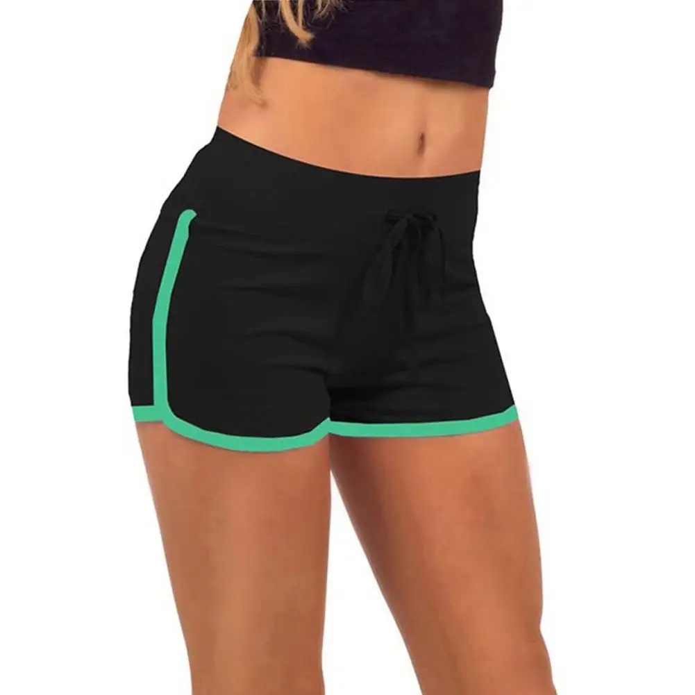 Fat Girl's Summer Solid Cotton Sports Shorts Yoga Large Size Hot Shorts Exercising Running Workout Gym Sport - Цвет: Black and green