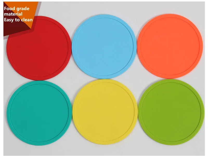 10CM Round Silicone Coaster Creative Simple Candy Colors Placemats Waterproof Non-slip Insulated Tea Coffee Coaster Table Mat    (23)