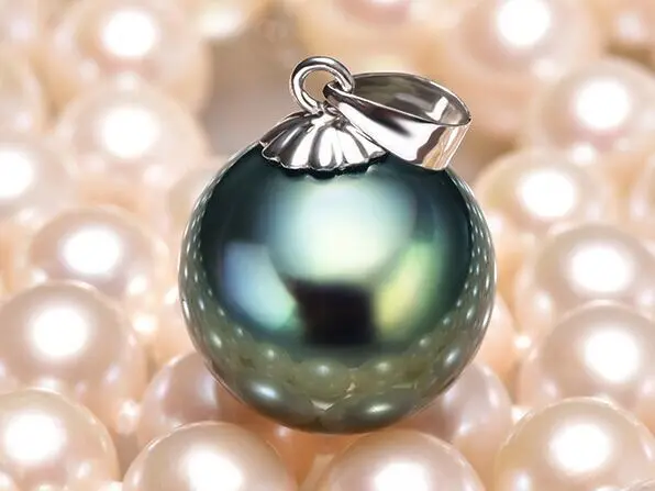 

13-14MM NATURAL TAHITIAN BLACK PEARL LOOSE PEARL PENDANT NECKLACE