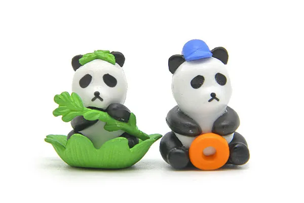 Cute Panda Ribbon Bamboo Mini figures pvc toys 4pcs - 5