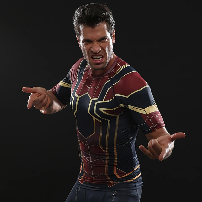 

Raglan Sleeve Spiderman 3D Printed T shirts Men Compression Shirts Gym Short Sleeve Comics Cosplay Costume Cloth Tops For Male