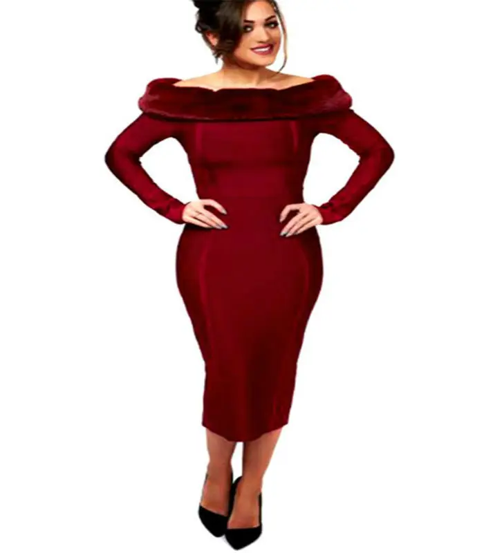 Bodycon Dresses | Tight and Fitted Dresses | boohoo Bodycon dress with fur coat quote