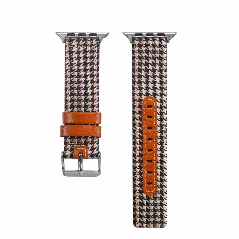 

Fabric Leather Plaid Watch Band for Apple Watch iwatch Series 1 2 3 4 Wristwatch Strap Belt for 38/40mm 42/44mm.