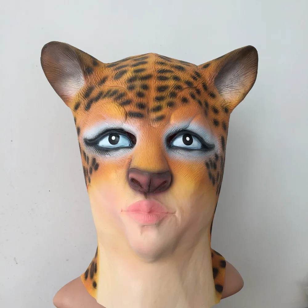 new Leopard Mask Animal Cosplay Latex Party Mask Halloween Masquerade
