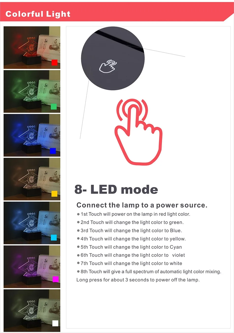 Novelty USB Lampe 3D RGB Nightlight for Russia Moscow Football Club LED Touch Light as Home Lighting Futbol Lamp (2)