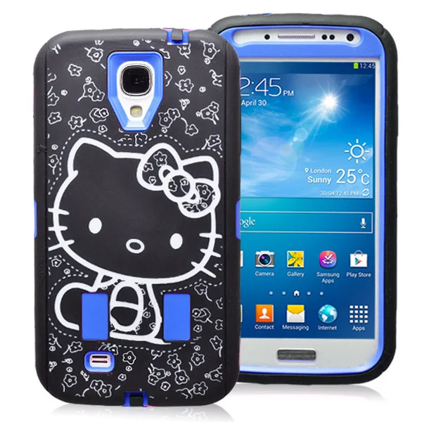 Sweet Hello Kitty Rubber Case for Samsung Galaxy SIV S4 i9500 High Impact Cute Bow Cover CPAM Free Shipping |